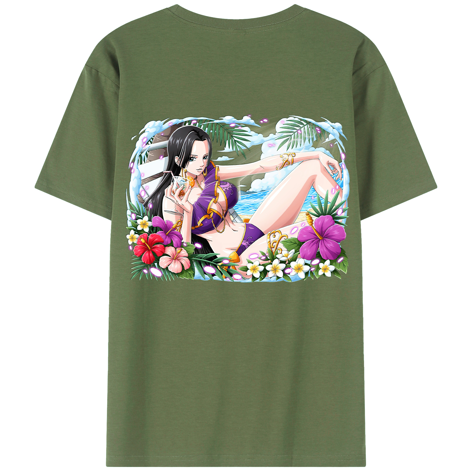 ワンピース ボア・ハンコック ONE PIECE Boa·Hancock 綿100％ メンズ半袖Tシャツ（バックプリント） 通気性